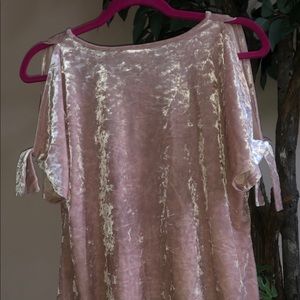 Pink Velvet Open Shoulder Top